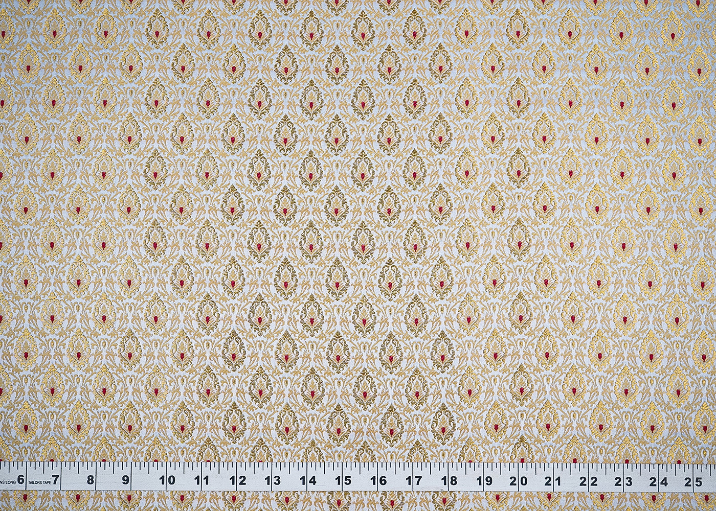 Light Grey Banarasi Brocade Fabric with Allover Golden Zari Handloom 19859