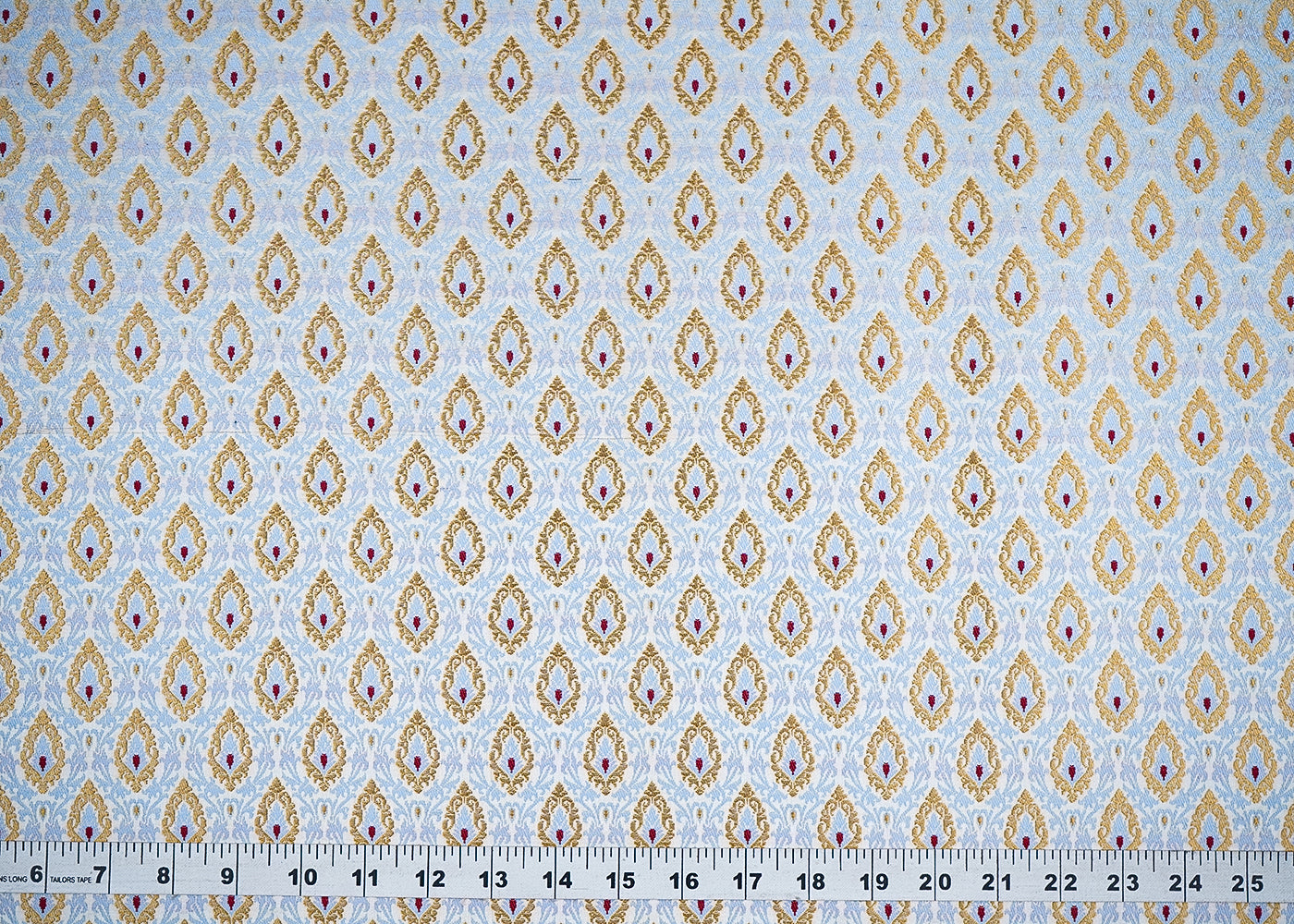 Ice Blue Banarasi Brocade Fabric with Allover Golden Zari Handloom 19861