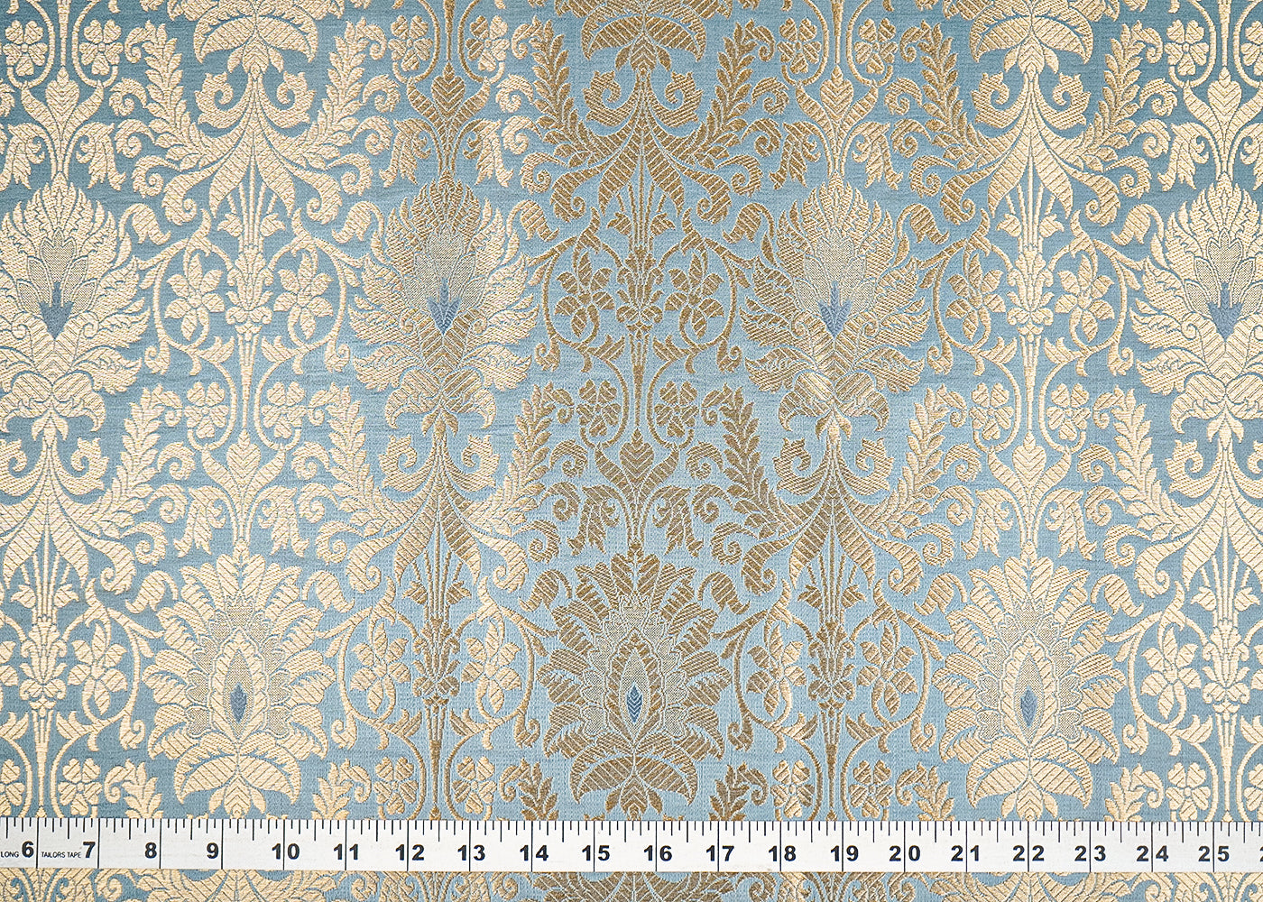 Cool Grey Banarasi Brocade Fabric with Allover Golden Zari Handloom 19873