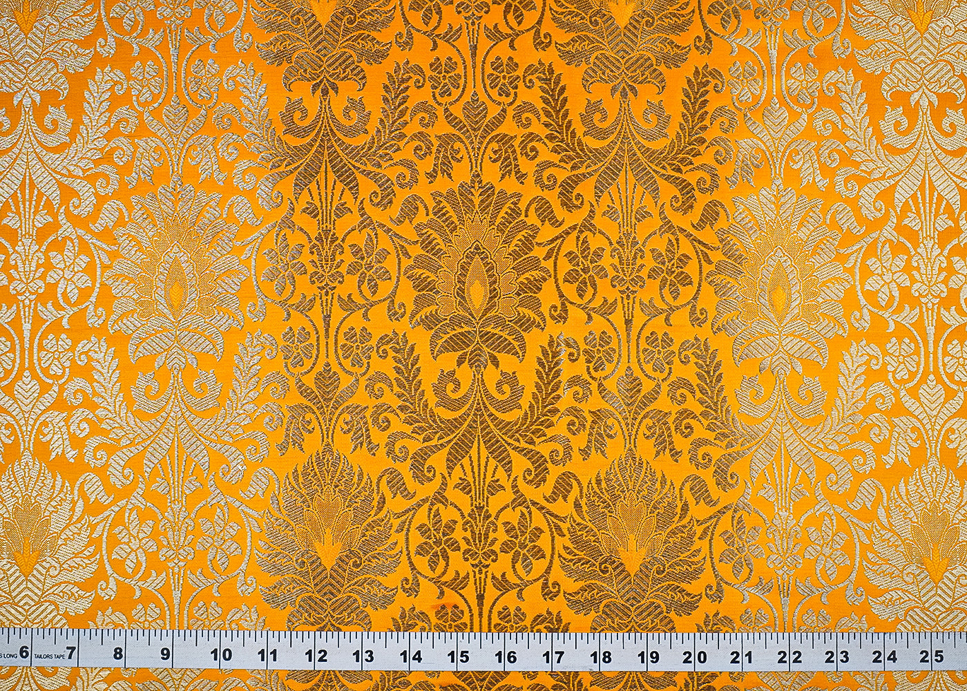 Mustard Banarasi Brocade Fabric with Allover Golden Zari Handloom 19876