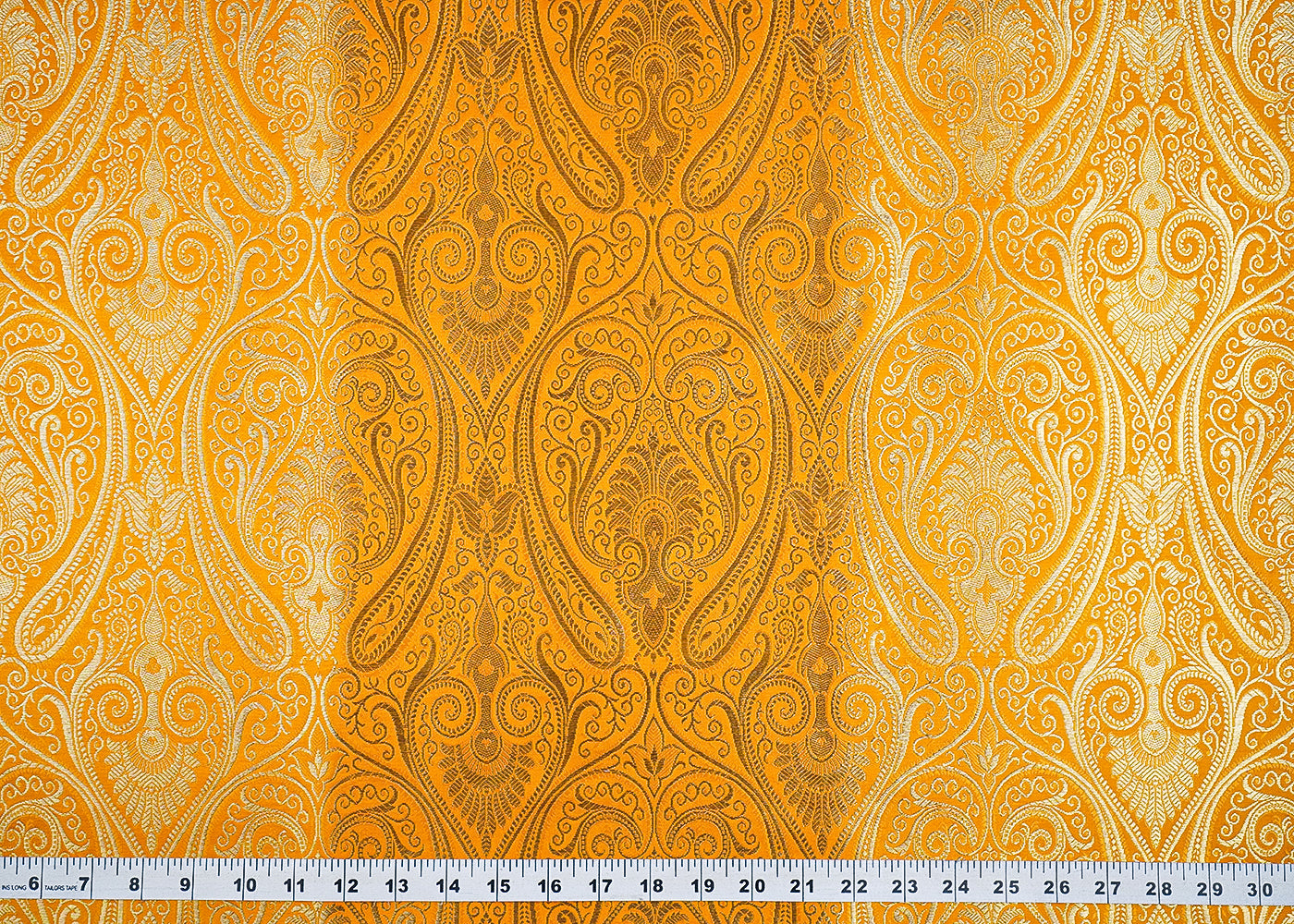 Mustard Banarasi Brocade Fabric with Allover Golden Zari Handloom 19886