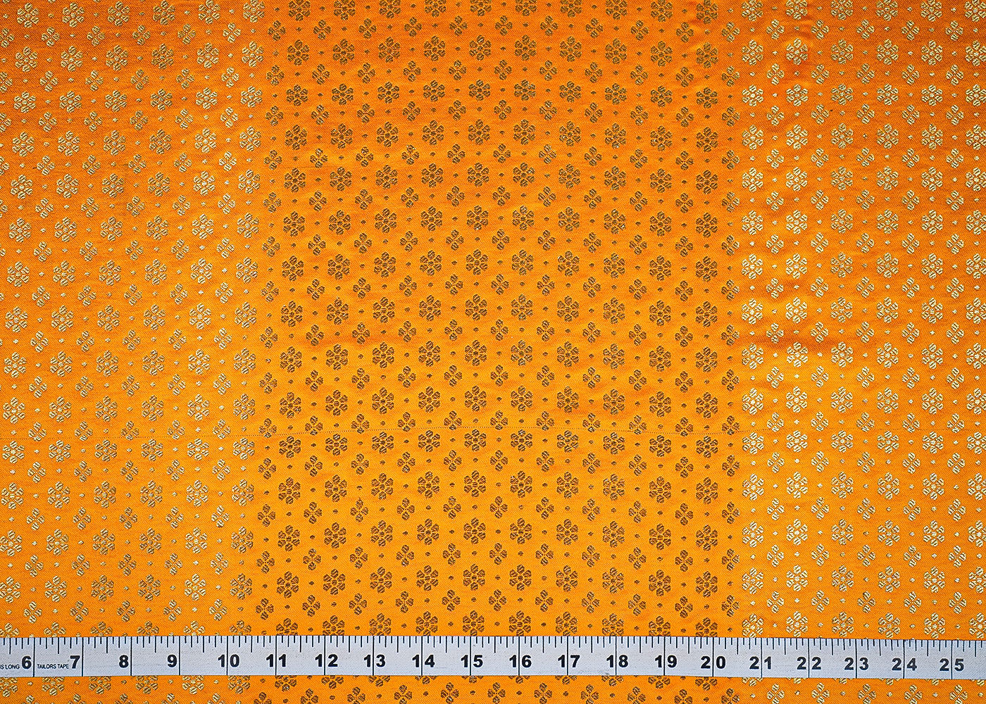 Mustard Banarasi Brocade Fabric with Allover Golden Zari Handloom 19888