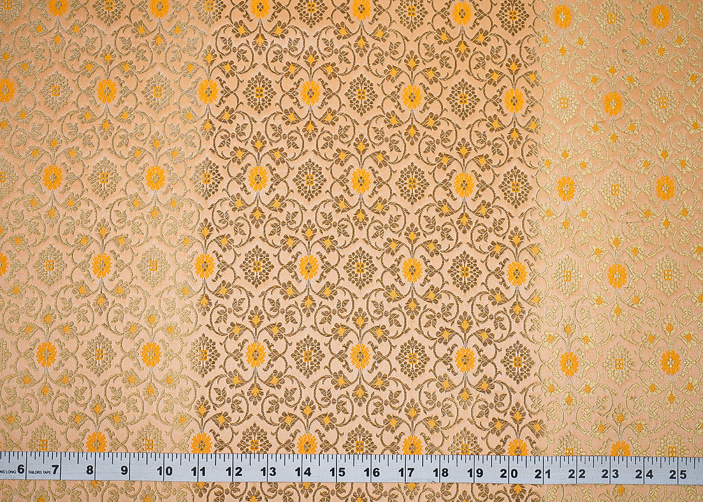 Cream Banarasi Brocade Fabric with Allover Golden Zari Handloom 19911