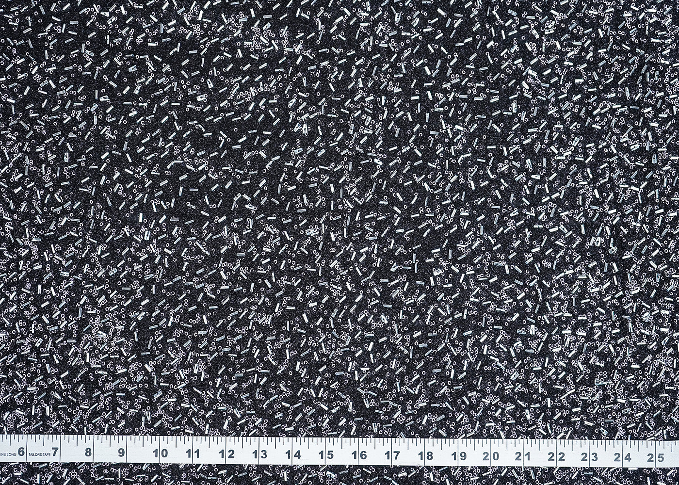 Black Net Fabric With All Over Sequins And Faux Katdana Work 19940