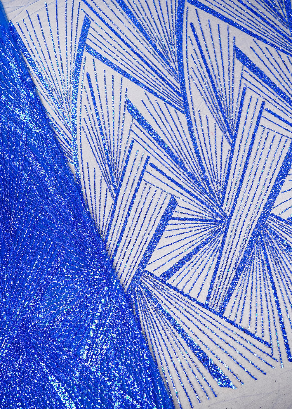 Royal Blue Imported Net Fabric With Allover Sequins & Bead Work 20008