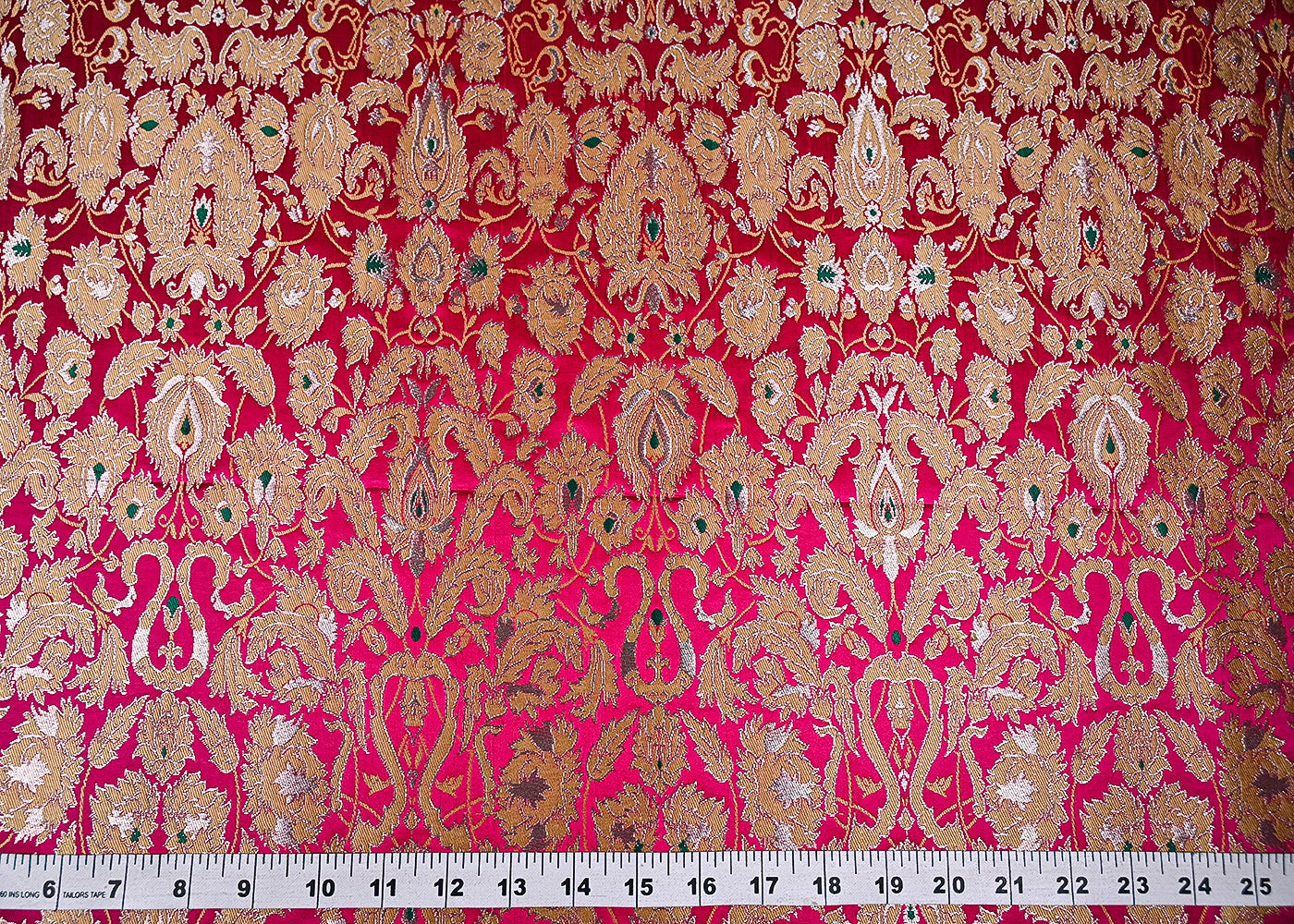 Rani Pink Pure Banarasi Brocade Fabric With Thread And Zari Handloom 20018