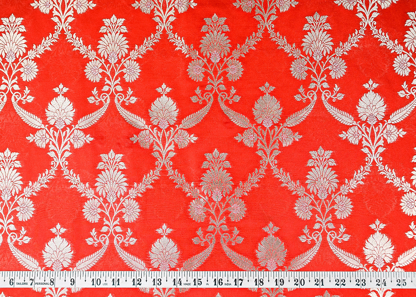 Red-Banarasi-Brocade-Fabric-With-All-Over-Golden-Zari-Handloom-20019-measurement-view