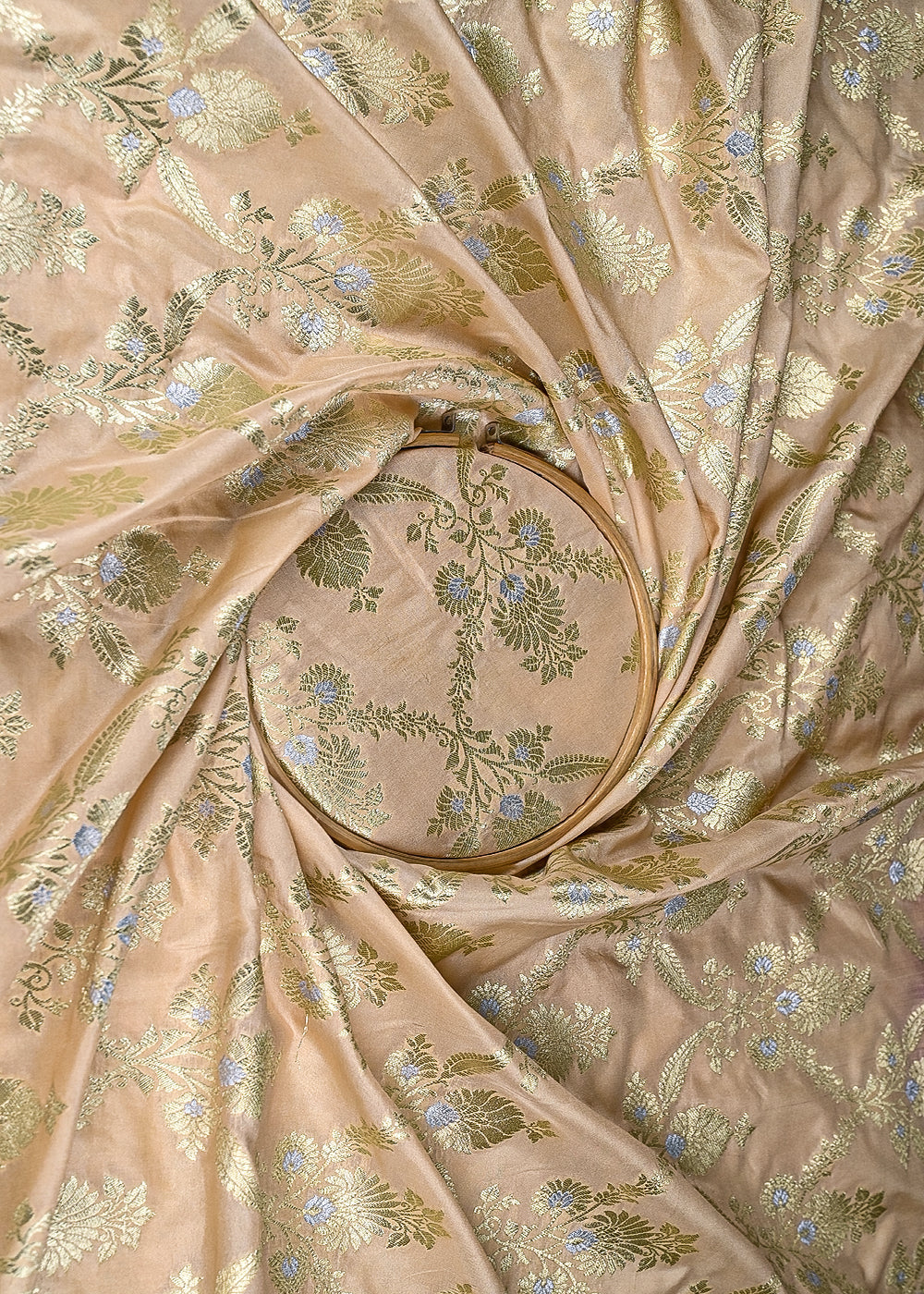 Beige-Banarasi-Brocade-Fabric-With-All-Over-Golden-Zari-Handloom-20023-close-view