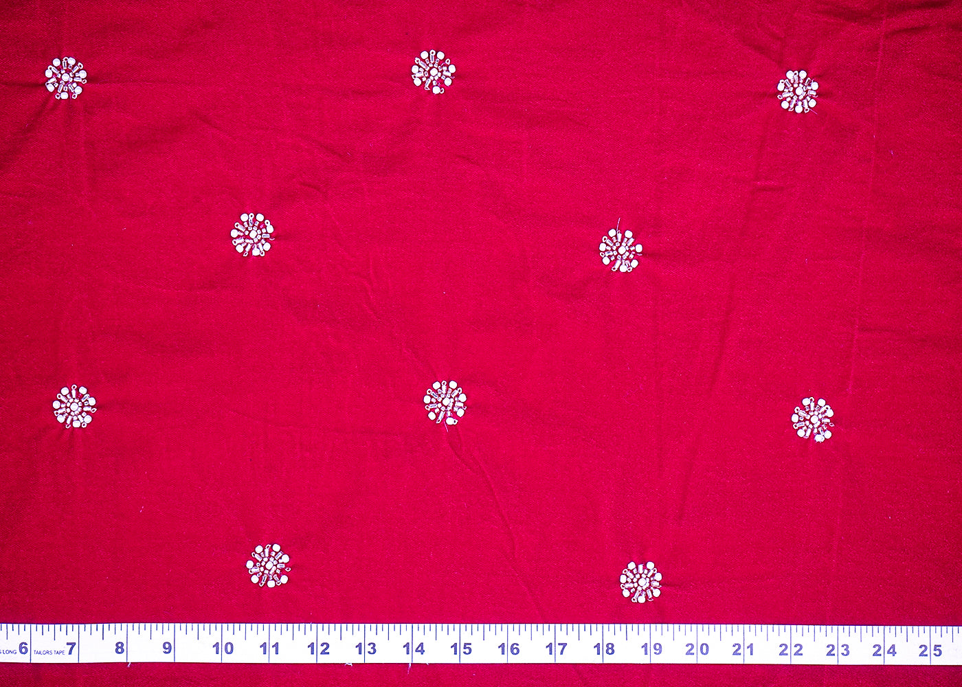 Rani Pink Velvet Fabric With All Over Buti Of Sequins, Katdana And Bead 20074