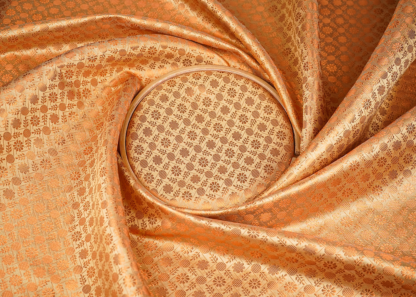 Cream-Banarasi-Brocade-Fabric-With-All-Over-Coper-Zari-Handloom-20140-close-view