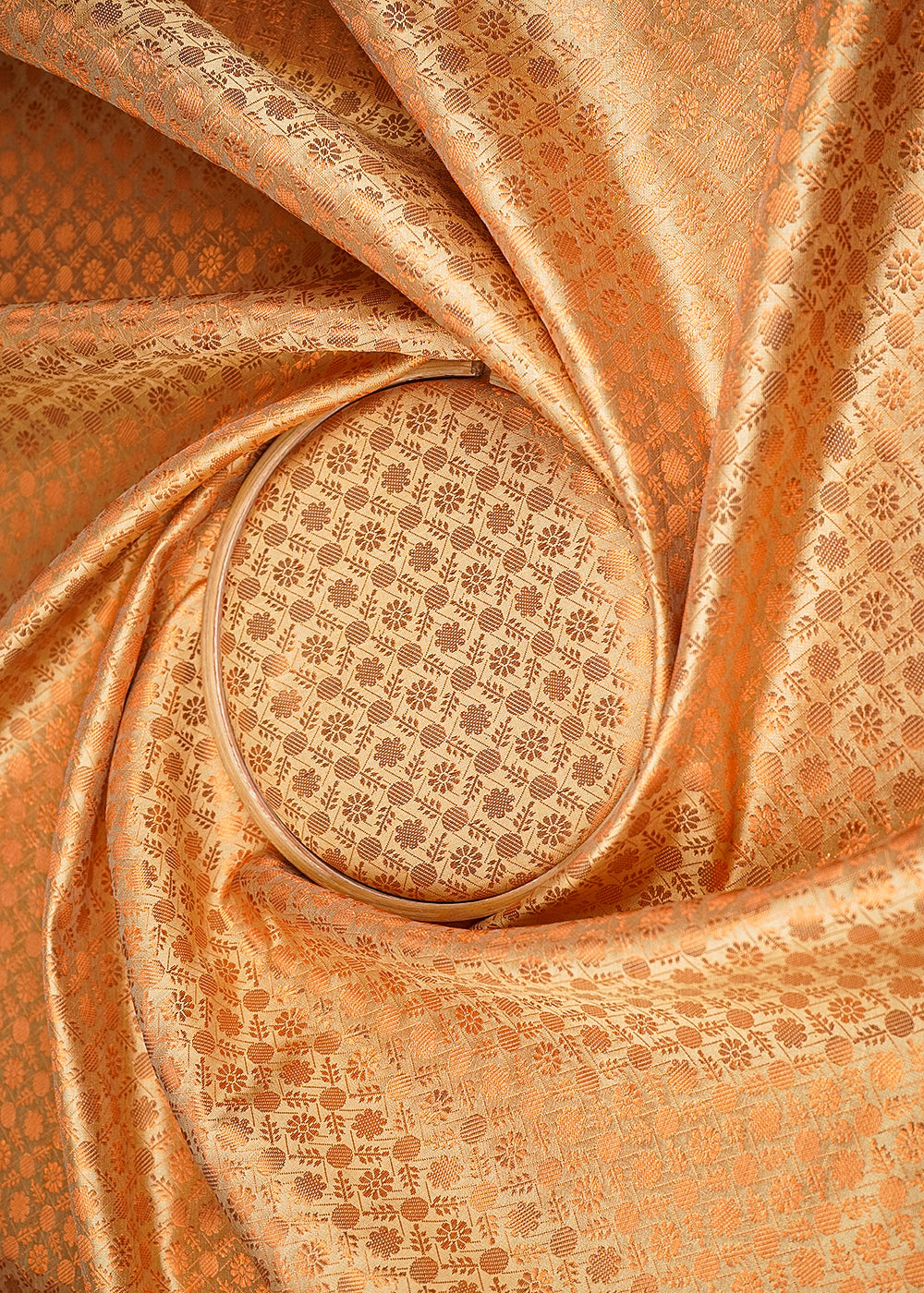 Cream-Banarasi-Brocade-Fabric-With-All-Over-Coper-Zari-Handloom-20140-close-view