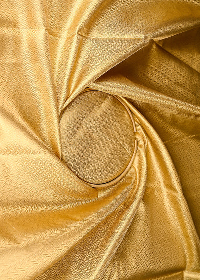 Golden Banarasi Brocade Fabric With All Over Golden Zari Handloom 20154