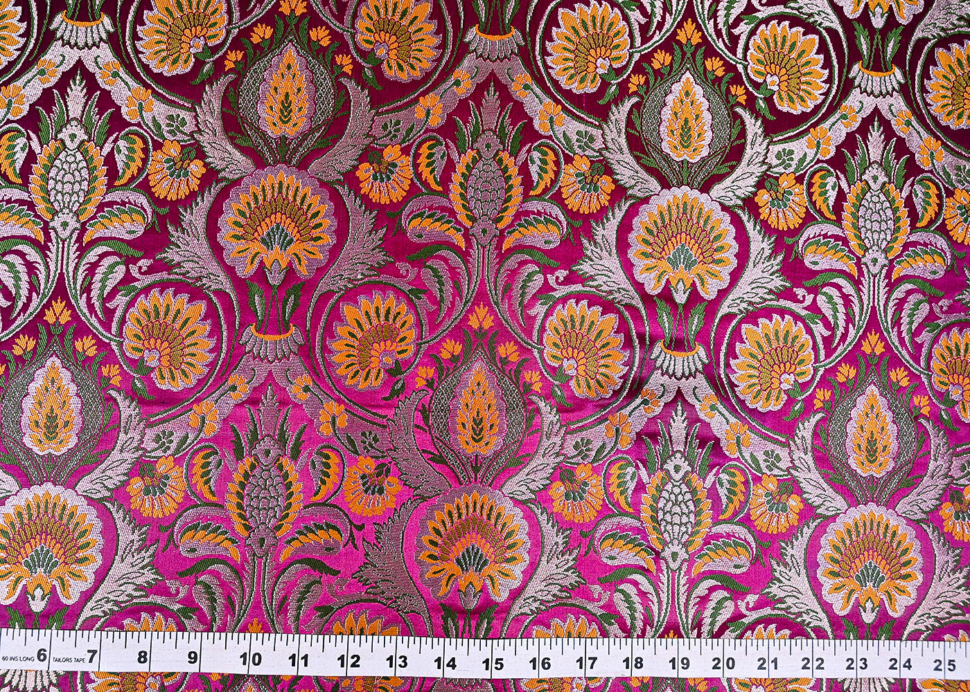 Purple Pure Banarasi Brocade Fabric With Thread And Zari Handloom 20179