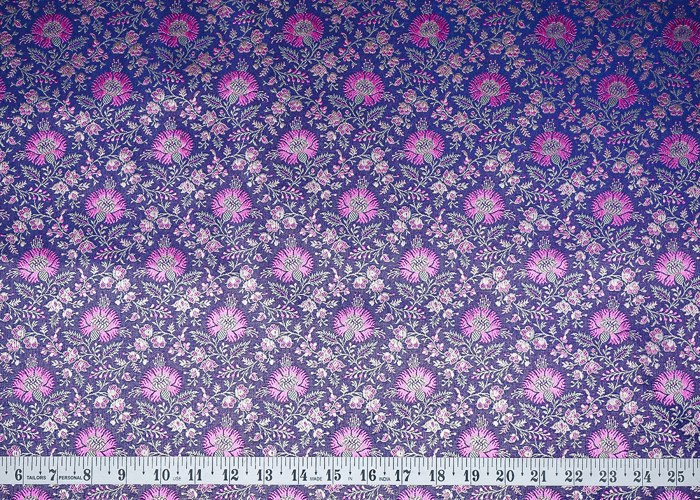 Voilet Banarasi Brocade Fabric With Zari Handloom 20185