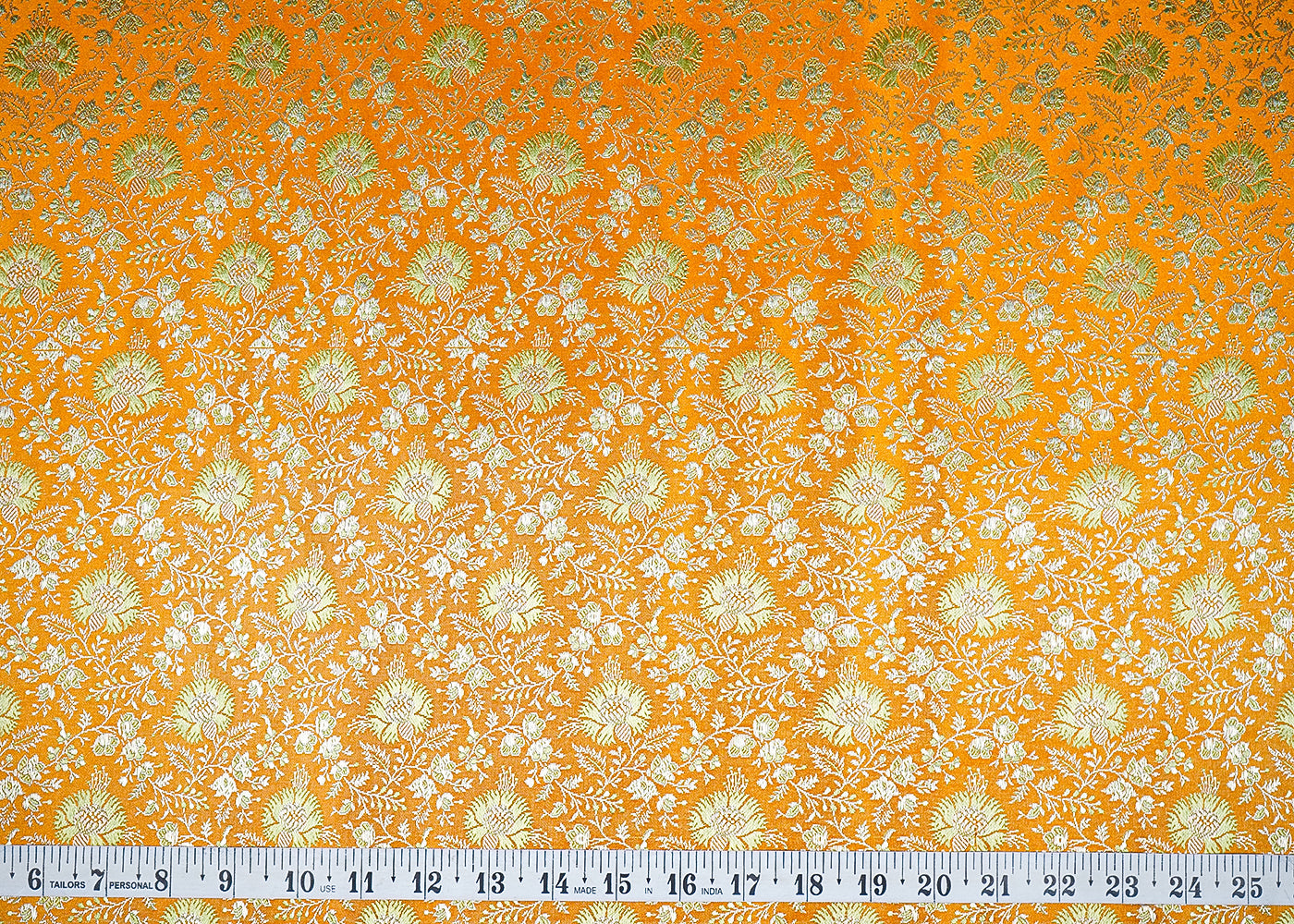 Mustard Banarasi Brocade Fabric With Zari Handloom 20186