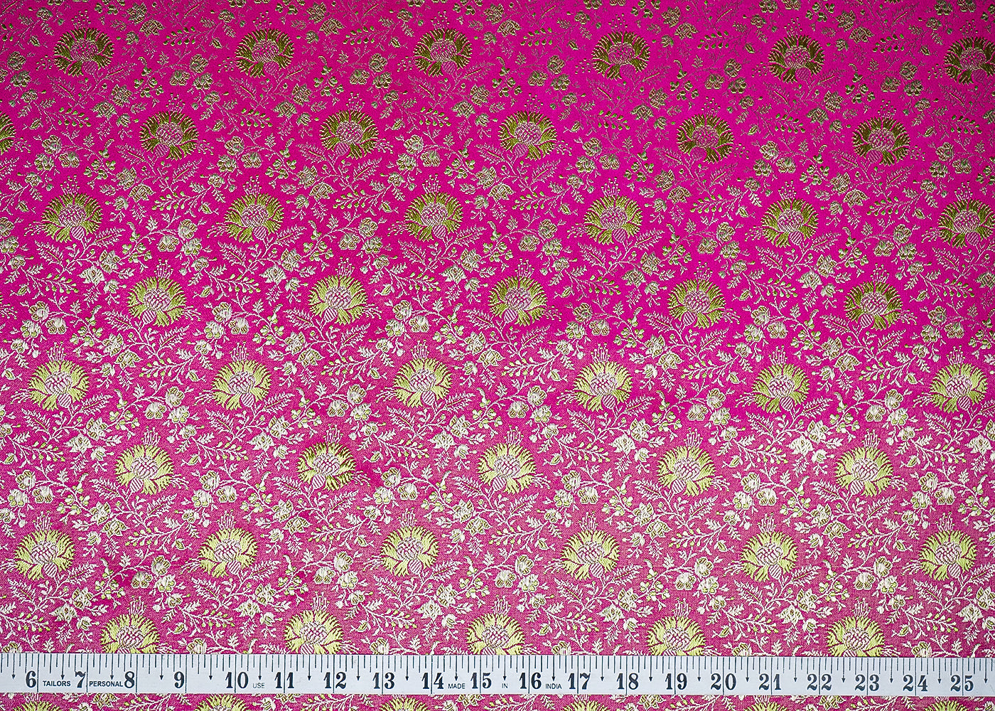 Magenta Banarasi Brocade Fabric With Zari Handloom 20189