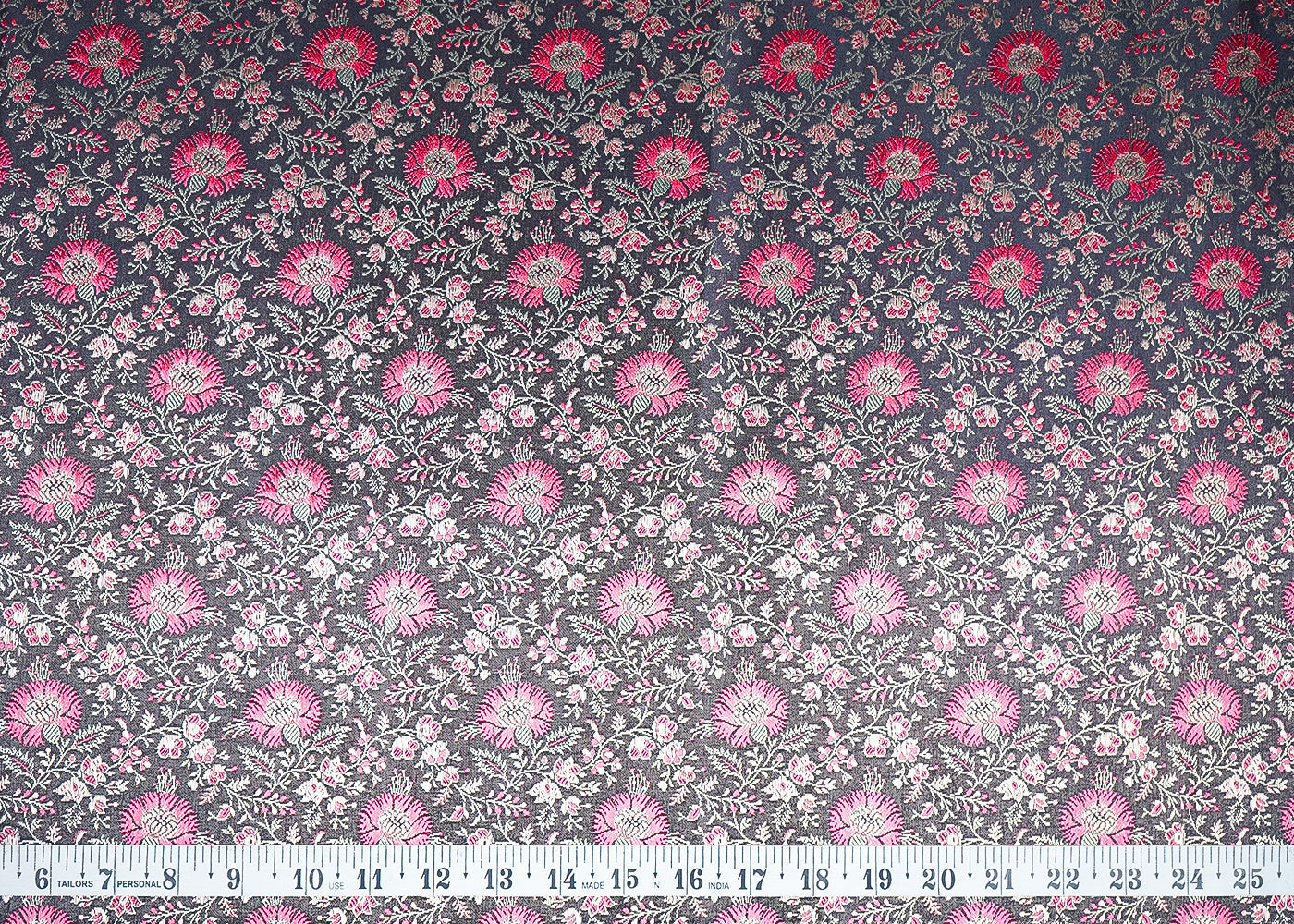 Black Banarasi Brocade Fabric With Zari Handloom 20190