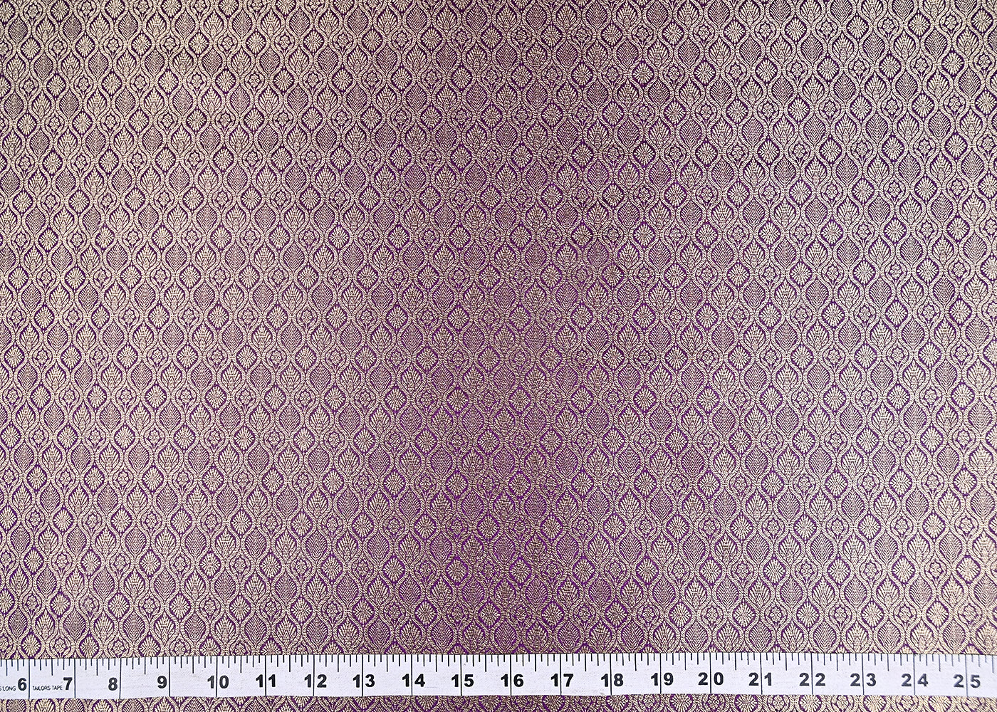 Purple Banarasi Brocade Fabric With Zari Handloom 20194