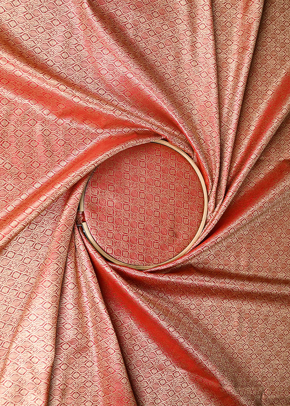 Maroon Banarasi Brocade Fabric With Zari Handloom 20195