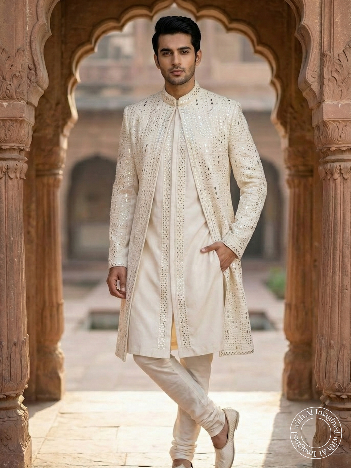 The Virasat – Unstitched White Regal Menswear Fabric 20200