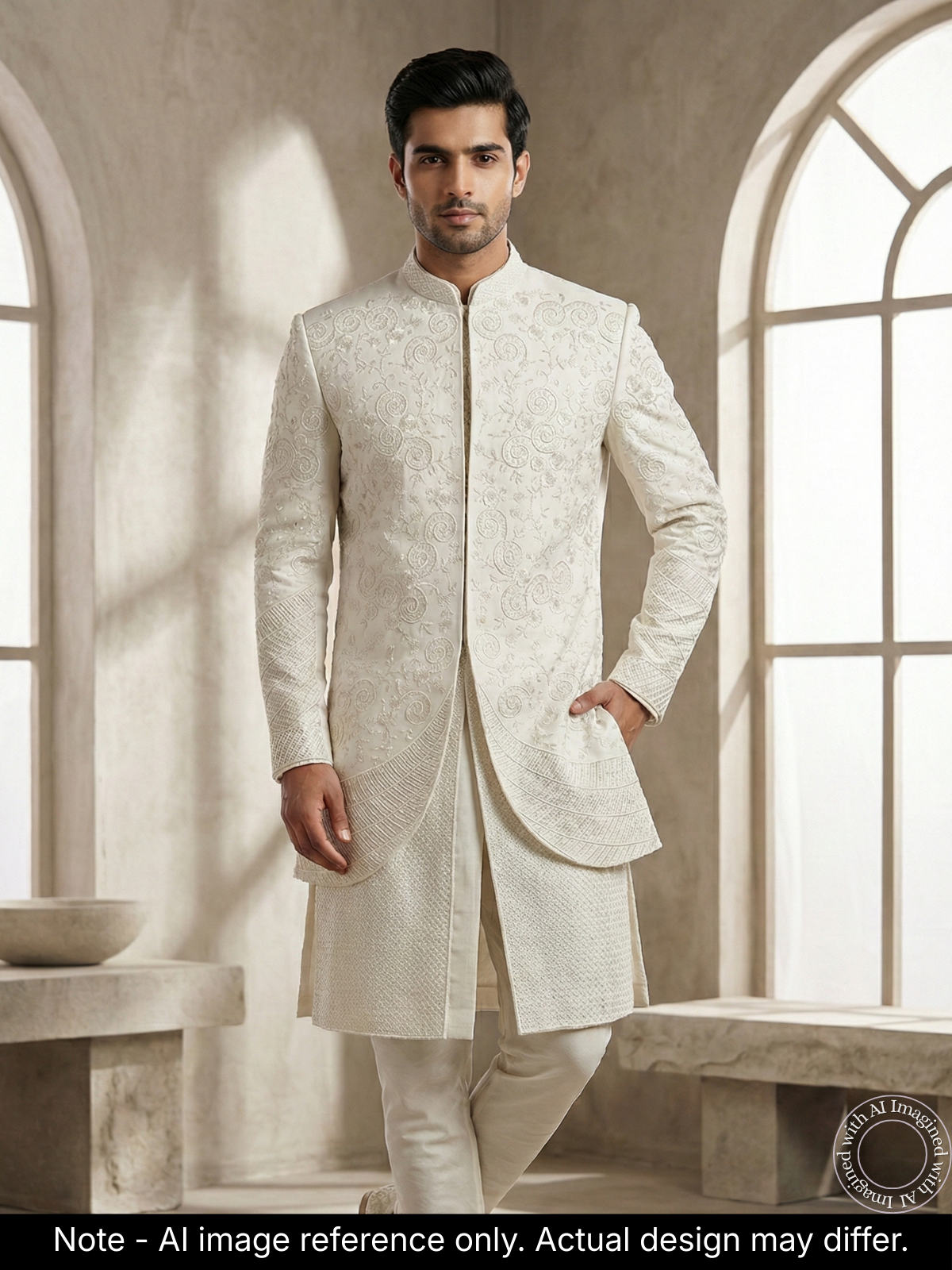 The Virasat - Unstitched White Regal Menswear Fabric 20205