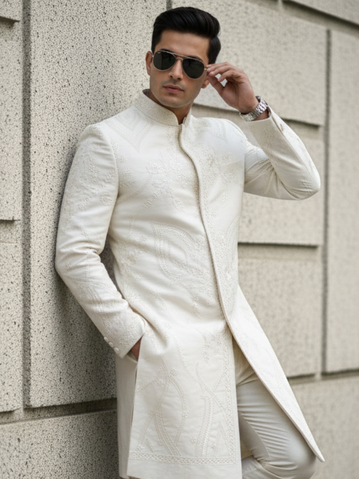 The Virasat – Unstitched White Regal Menswear Fabric 20209