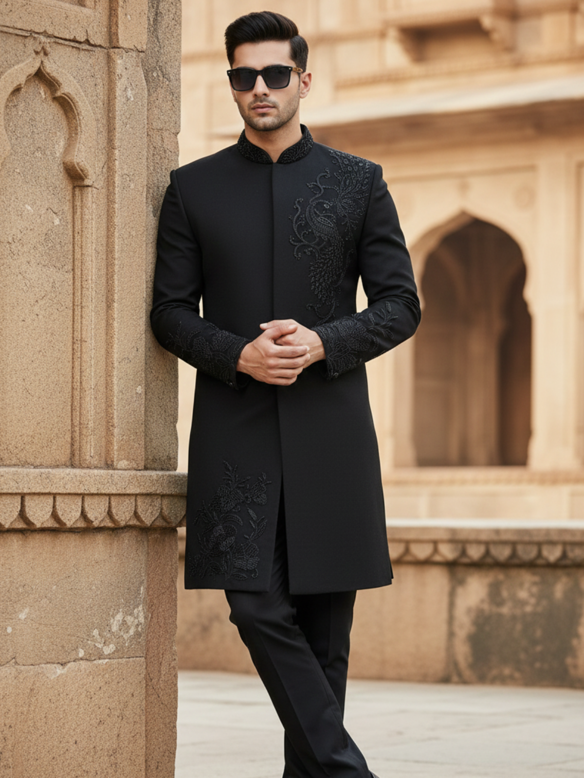 The Virasat – Unstitched Black Regal Menswear Fabric 20211