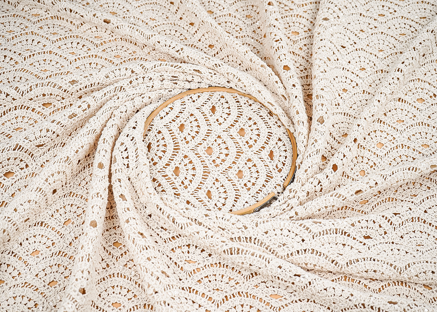 Off White Crochet Fabric With Abstract Pattern Of Thread 20217