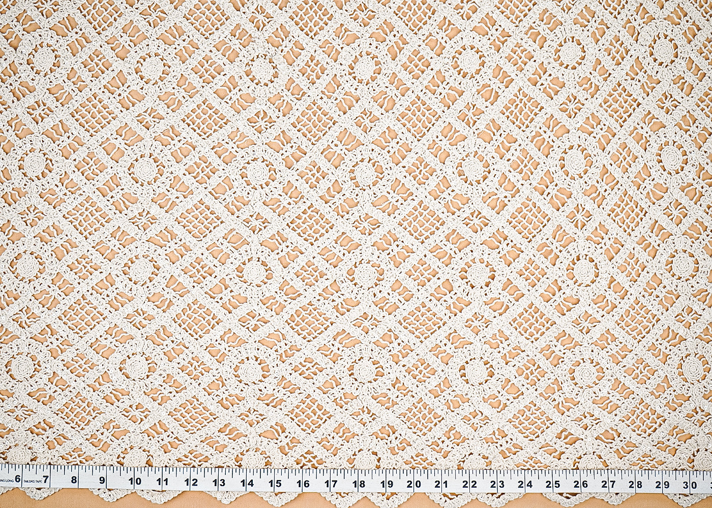 Off White Crochet Fabric With Abstract Pattern Of Thread 20218