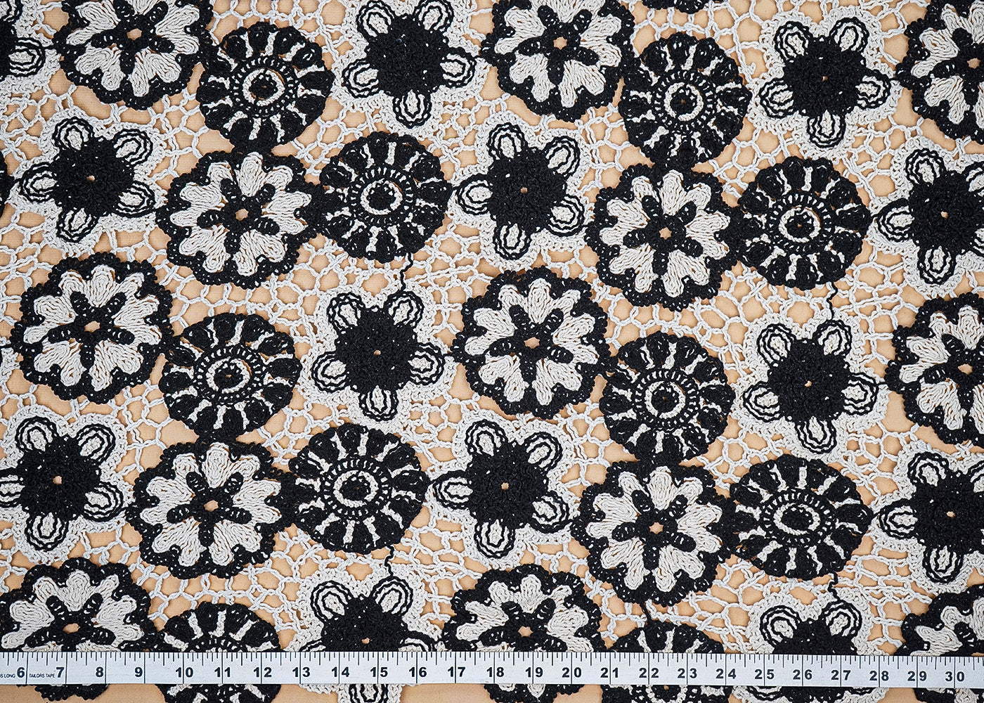 Black Crochet Fabric With Abstract Pattern Of Thread 20220