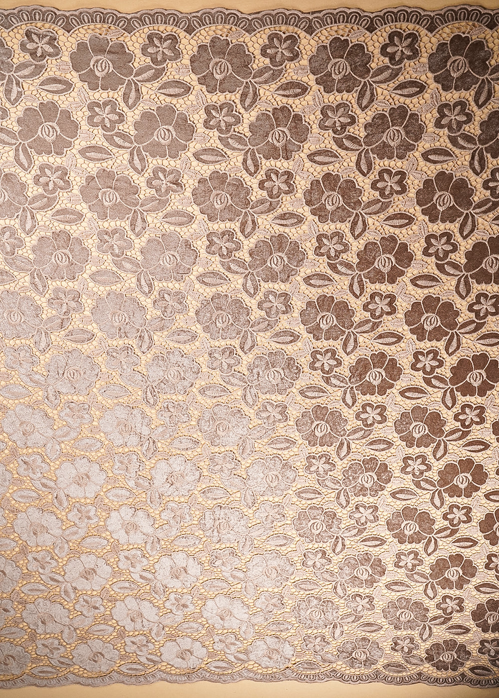 Coffee Velvet Fabric With All Over Thread Cutwork 20231