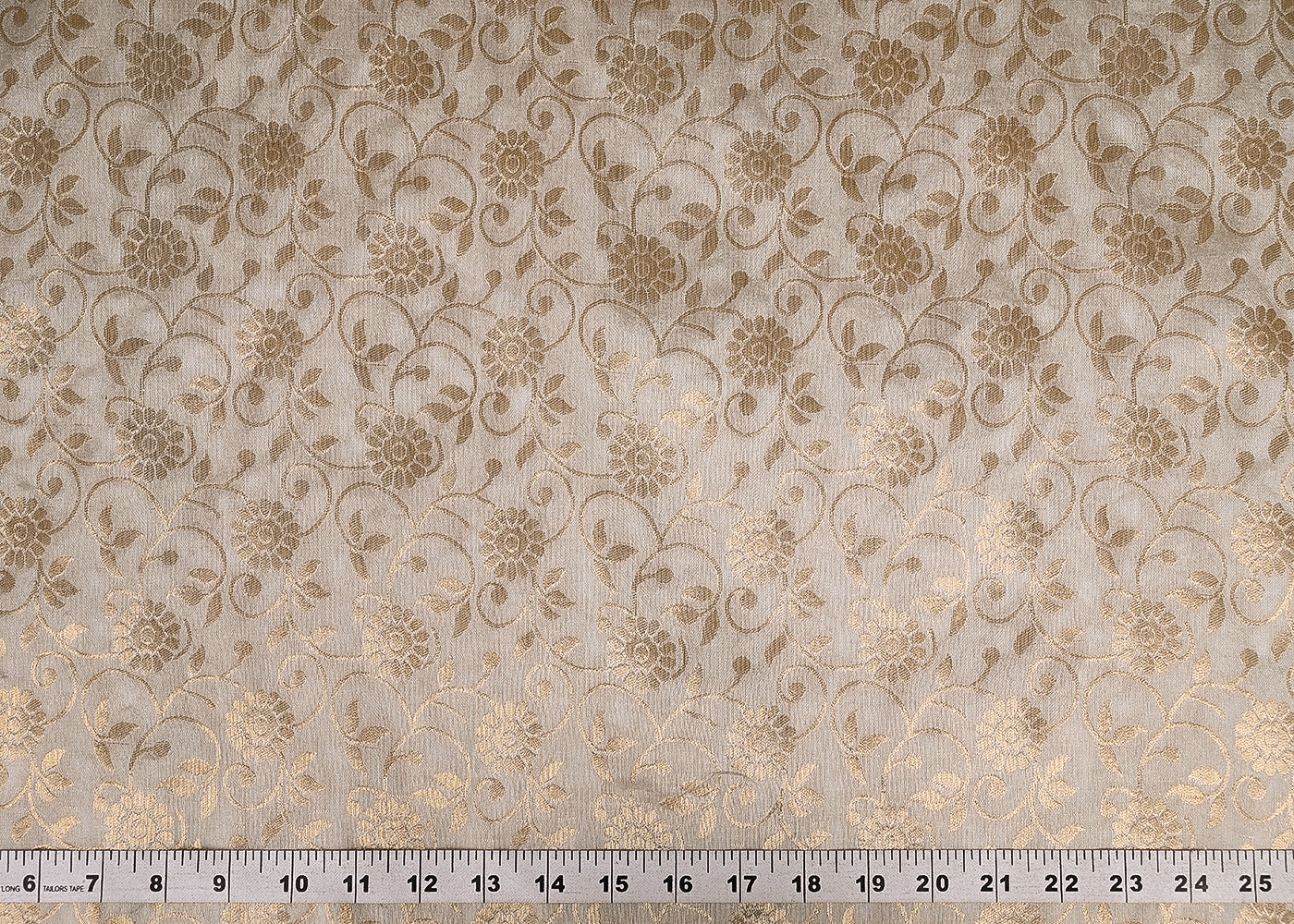 White Dyeable Silk Fabric With All Over Zari Handloom 20236
