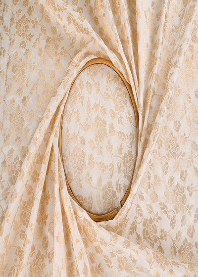 White Dyeable Silk Fabric With All Over Zari Handloom 20238