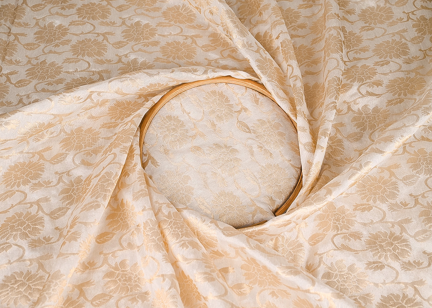 White Dyeable Silk Fabric With All Over Zari Handloom 20240