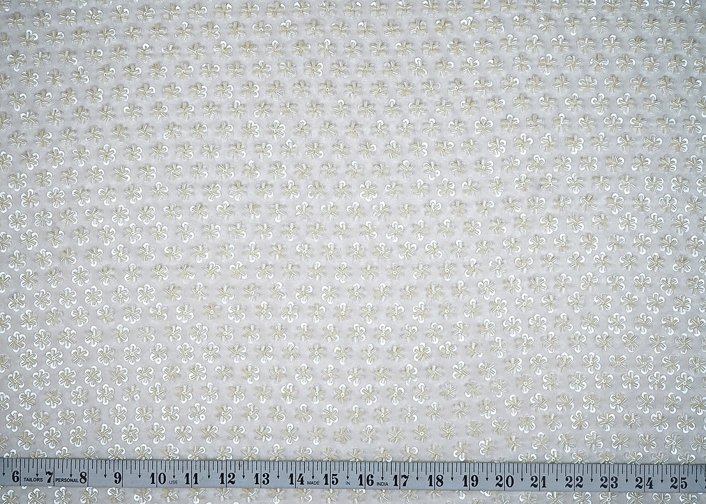 Cream Georgette Fabric With All Over Katdana And Sequins Work 20297