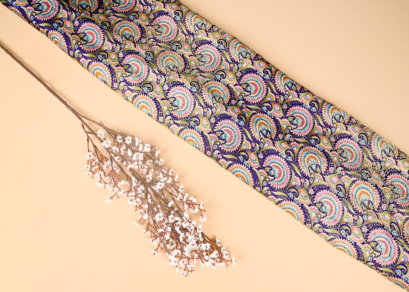 Purple Upada Silk Fabric With Traditional Print With Golden Zari Work 20310