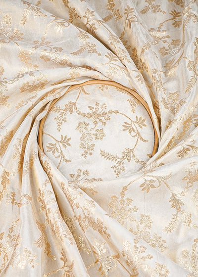 Light Golden Tissue Fabric With All Over Golden Zari Handloom 20360