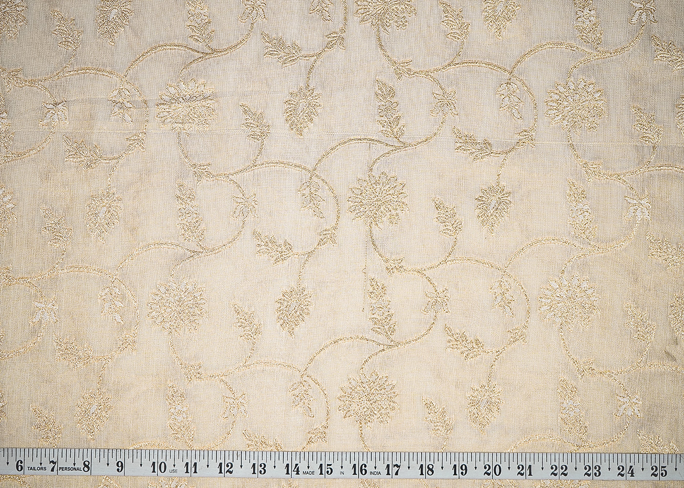 Light Golden Tissue Fabric With All Over Golden Zari Handloom 20363