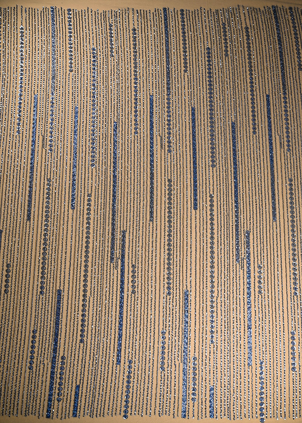 Blue Imported Net Fabric With All Over Bead And Sequins Work 20382