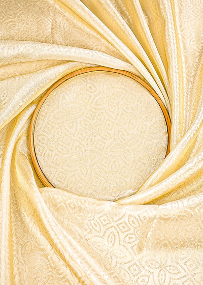 Light Golden Tissue Fabric With All Over Self Work 20398