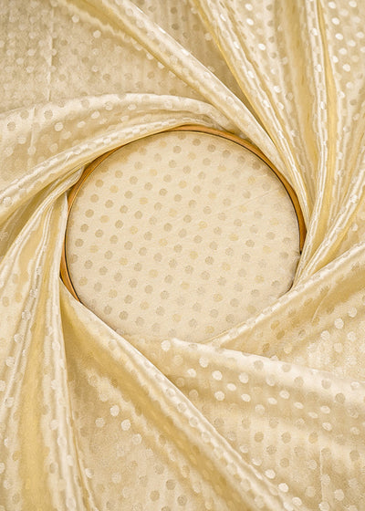 Light Golden Tissue Fabric With All Over Self Work 20399