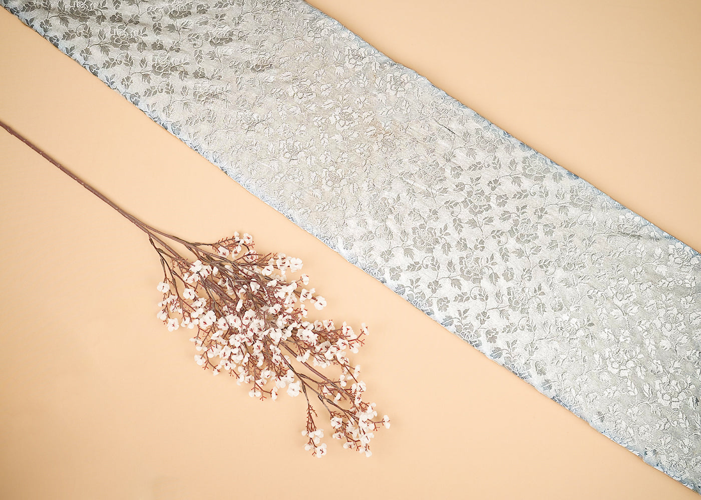 White-Dyeable-Chanderi-Fabric-With-All-Over-Leaf-Buti-Of-Silver-Zari-Handloom-20402