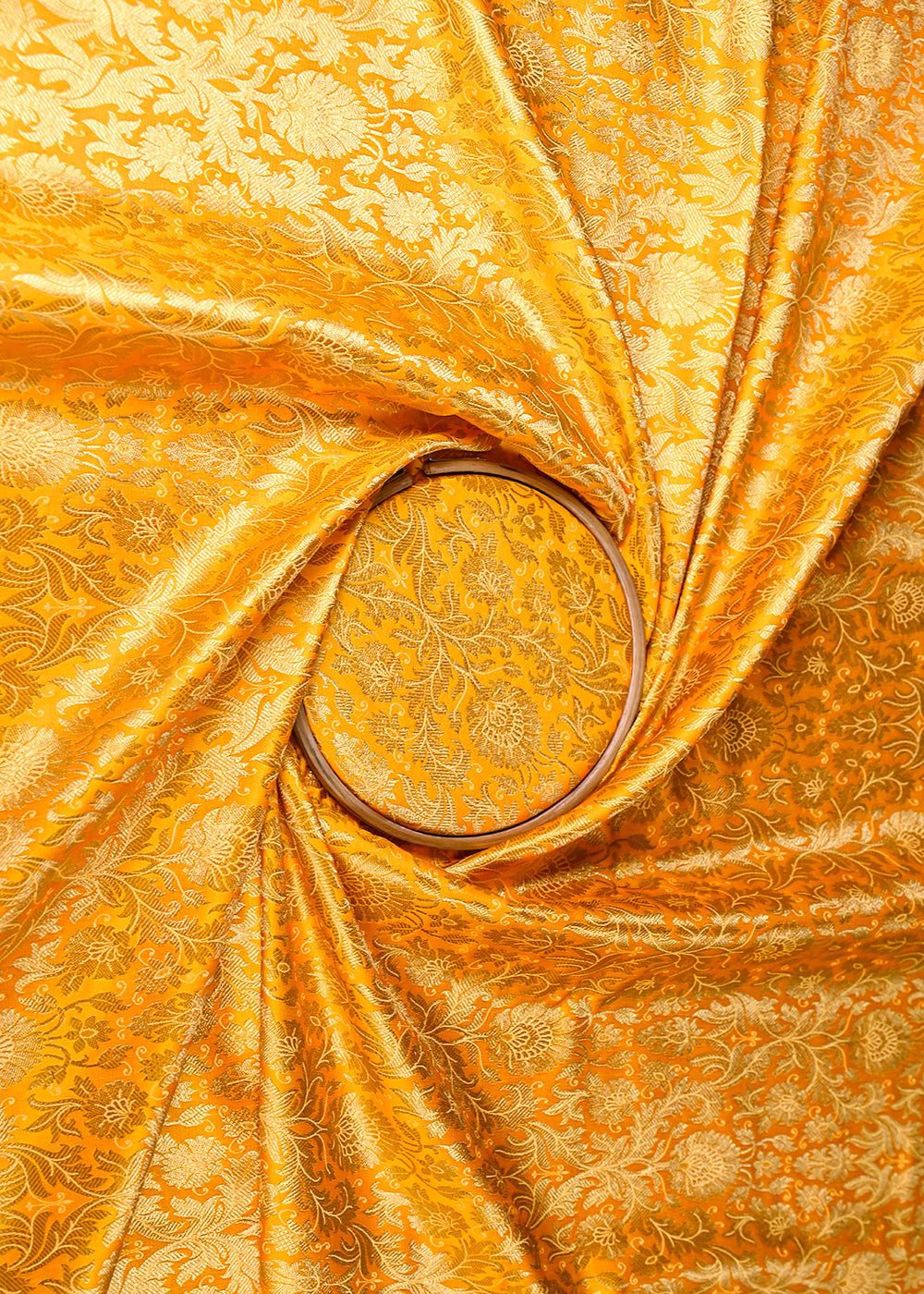 Mustard Banarasi Brocade Fabric With All Over Golden Zari Handloom 20441