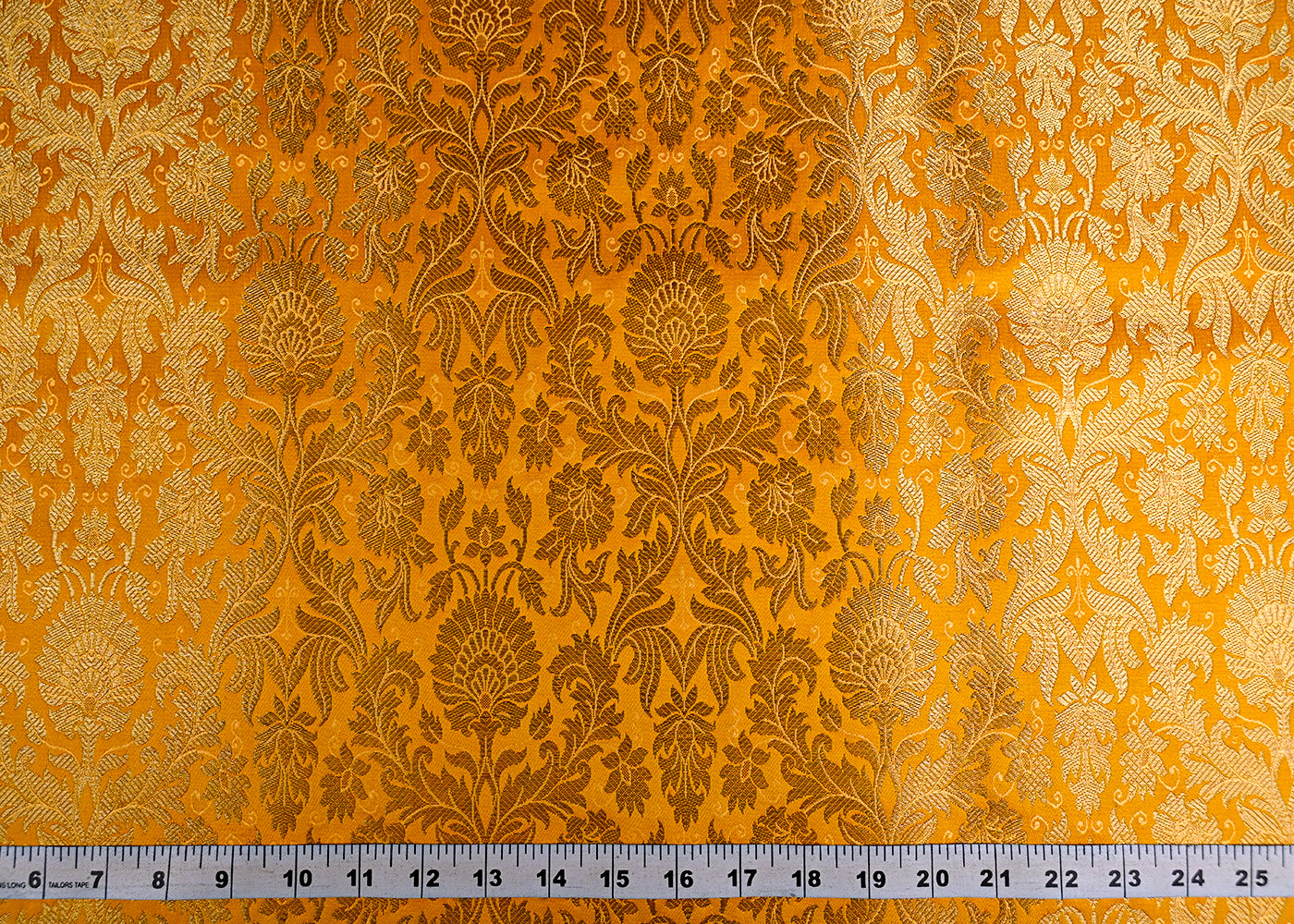 Mustard Banarasi Brocade Fabric With All Over Golden Zari Handloom 20441