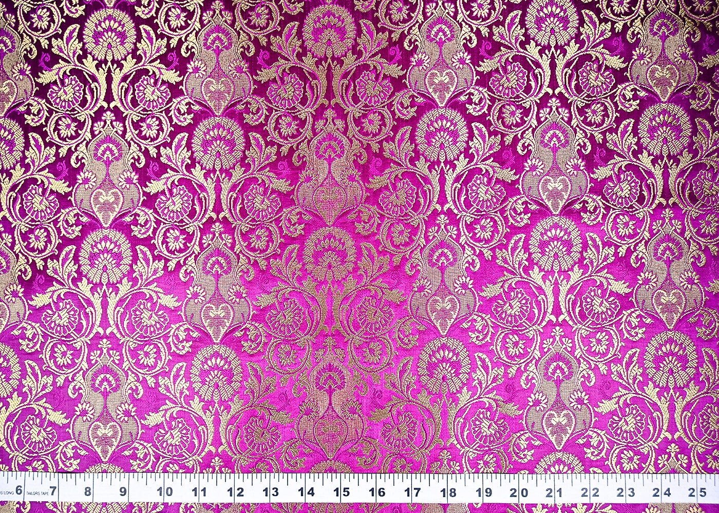 Purple Banarasi Brocade Fabric With All Over Golden Zari Handloom 20449