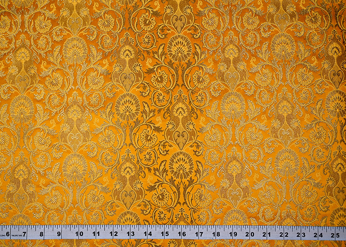 Mustard Banarasi Brocade Fabric With All Over Golden Zari Handloom 20450