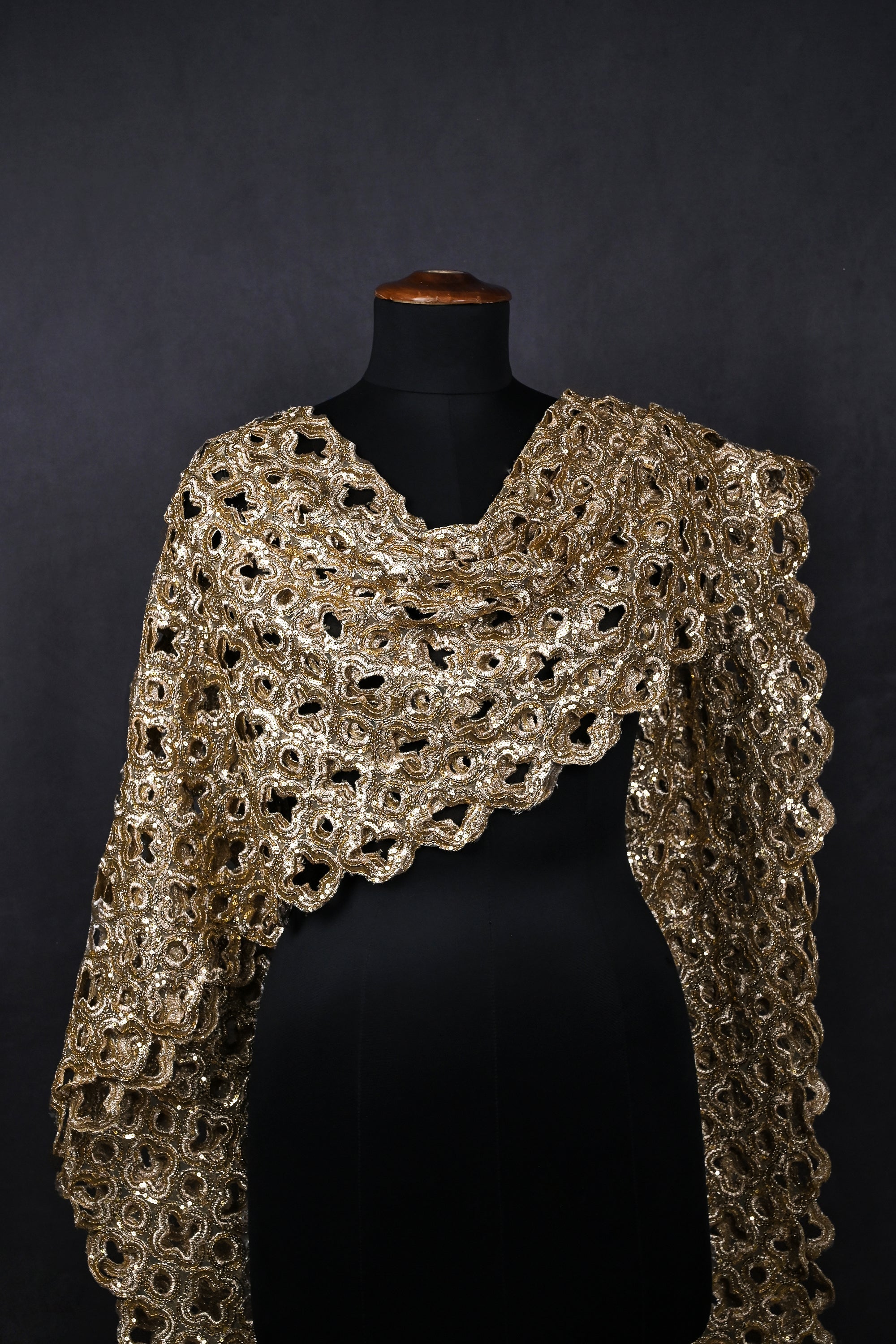 White Net Dupatta With All Over Sequins, Zari And Lucknowi Work 20473