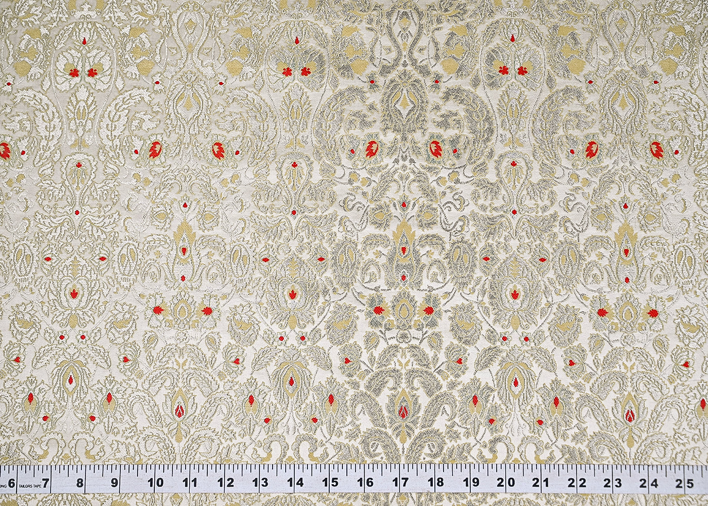 Cream Banarasi Brocade Fabric With All Over Zari And Thread Handloom 20503