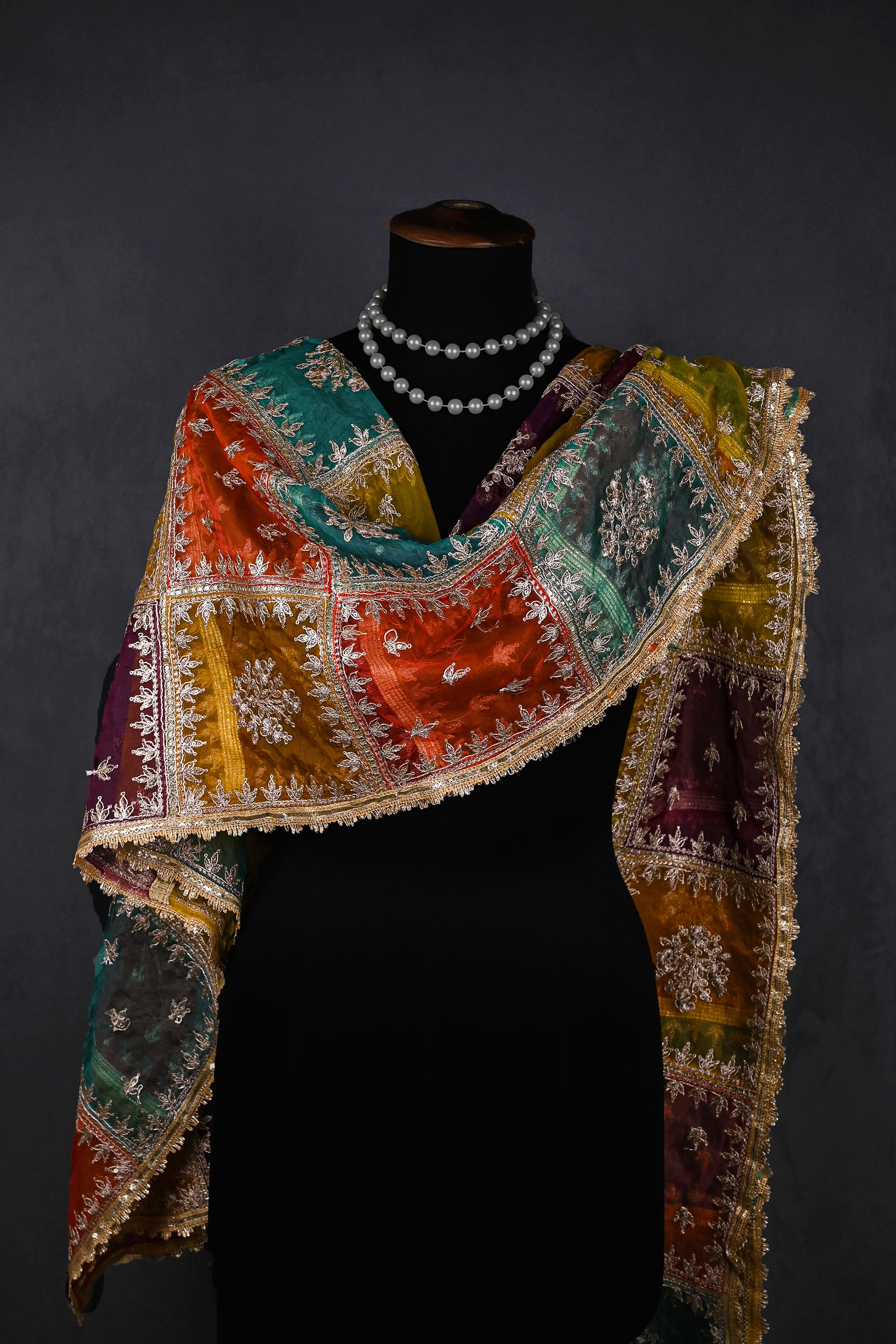 Multi-Color-Organza-Dupatta-With-All-Over-Zari-And-Sequins-Work-20522-wearing-view