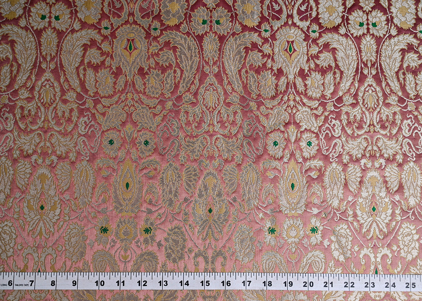 Baby Pink Pure Banarasi Brocade Fabric With All Over Thread And Golden Zari Handloom 20530